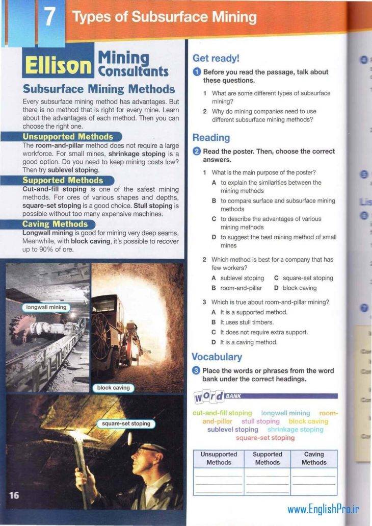 کتاب آموزش زبان تخصصی مهندسی معدن | English for Mining