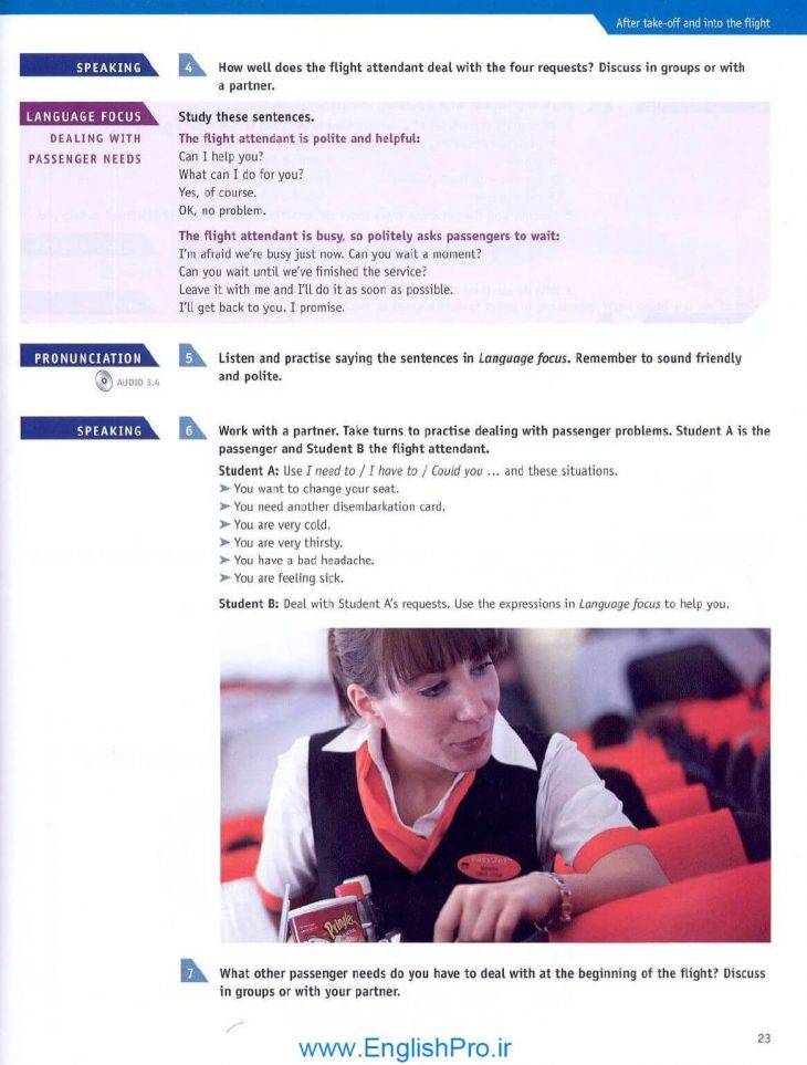 کتاب زبان انگلیسی تخصصی مهمانداری هواپیما | Heinle English For Cabin Crew