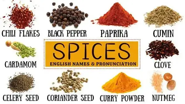 اسامی ادویه جات به انگلیسی